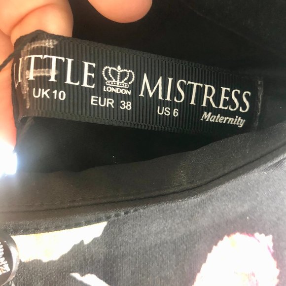 Little Mistress Maternity Black Floral Pencil 6 - Picture 3 of 9